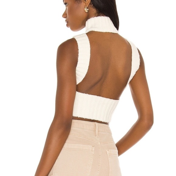 NWT For Love & Lemons Dominque Crop Tank Sweater in Ivory sz XL - Picture 8 of 10